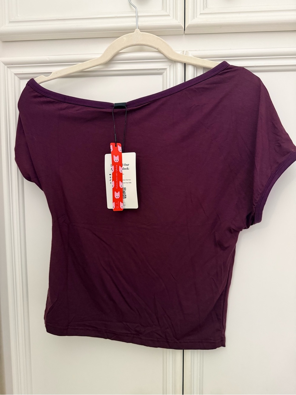 Cider Short Sleeve Off the Shoulder Top in Plum Purple